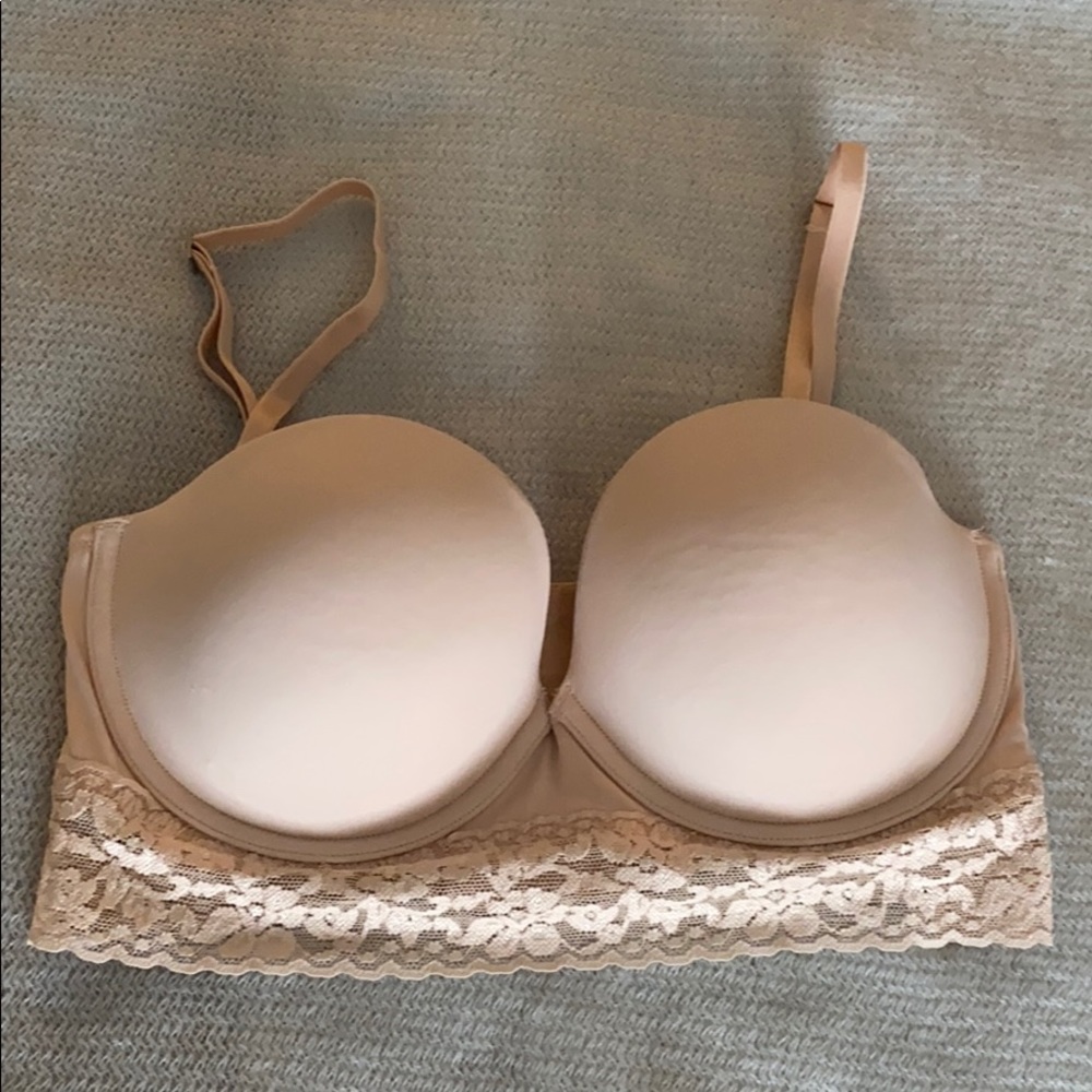 Pink bustier light tan bra
